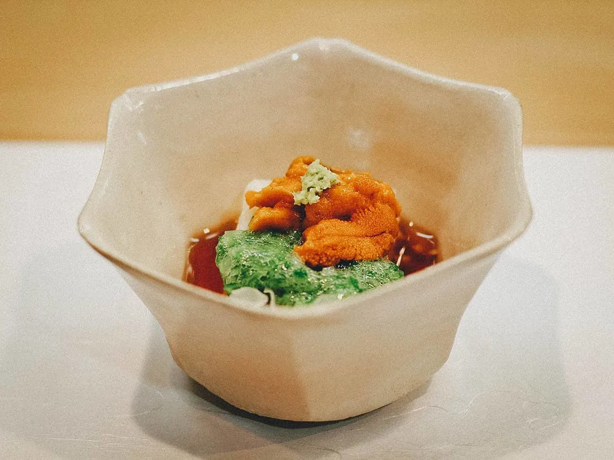 Osaka Food Guide: 25 Must-Eat Restaurants in Osaka, Japan Uni at Iroha restaurant in Osaka