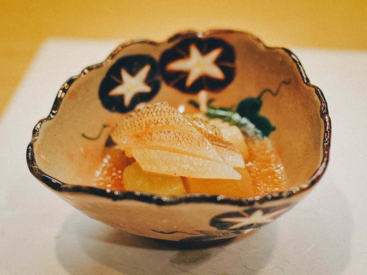 White fish at Iroha restaurant in Osaka