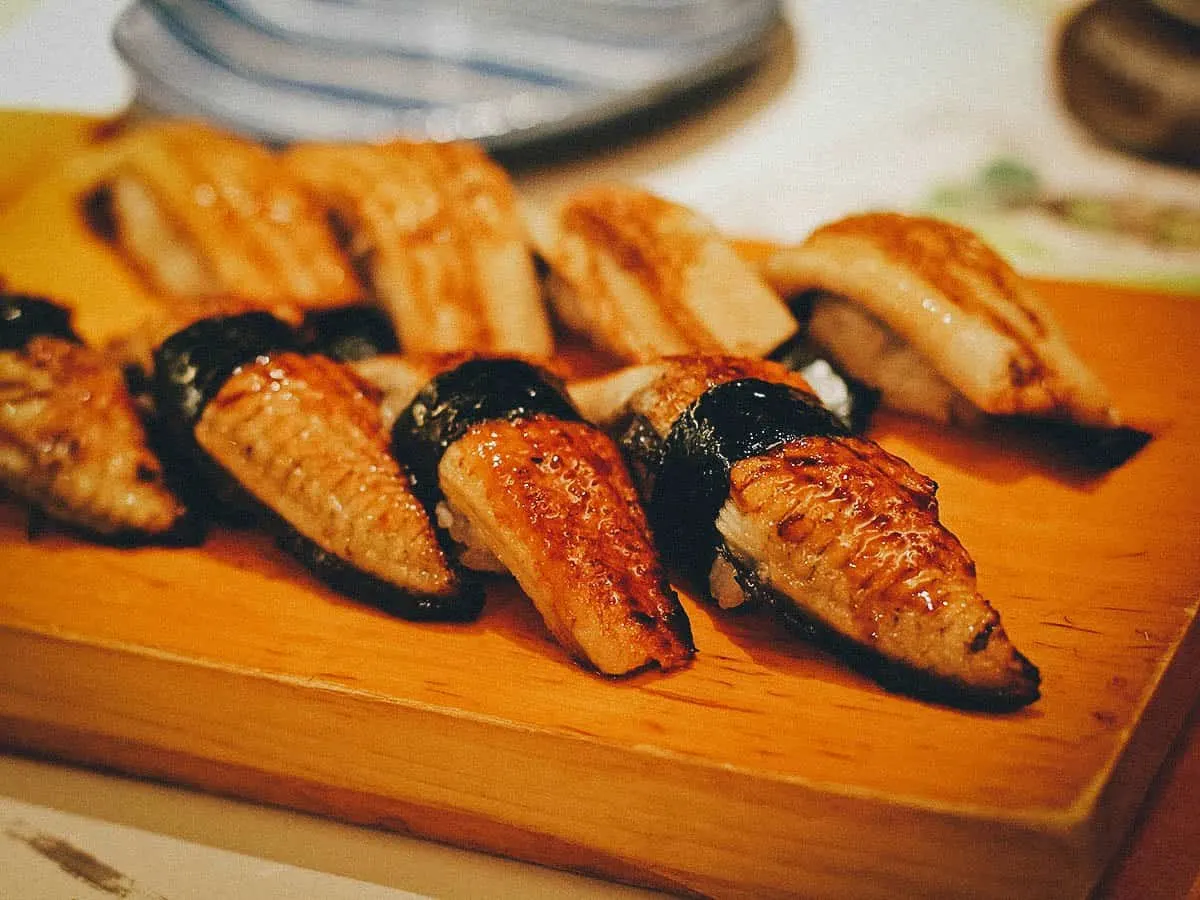 Unagi and anago at Jinen Shimizucho restaurant in Osaka