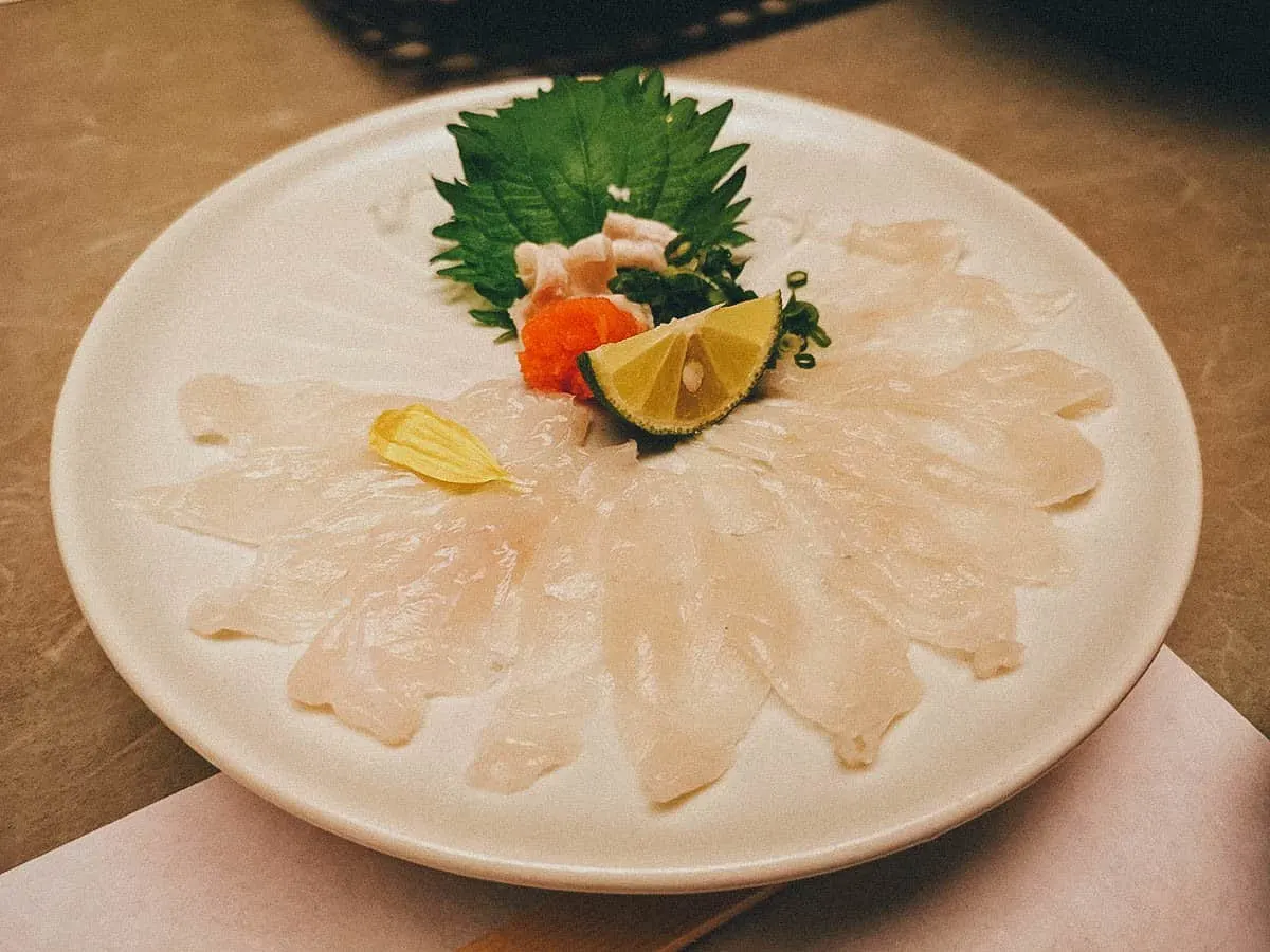 Osaka Food Guide: 25 Must-Eat Restaurants in Osaka, Japan Fugu at Kisoji restaurant in Osaka