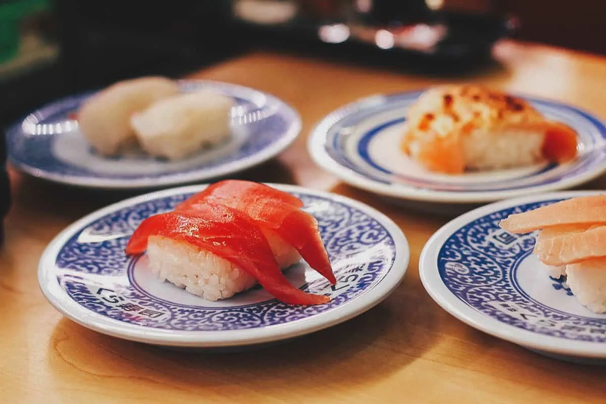 Osaka Itinerary: What to Do in 3 Days Plates of sushi in Osaka