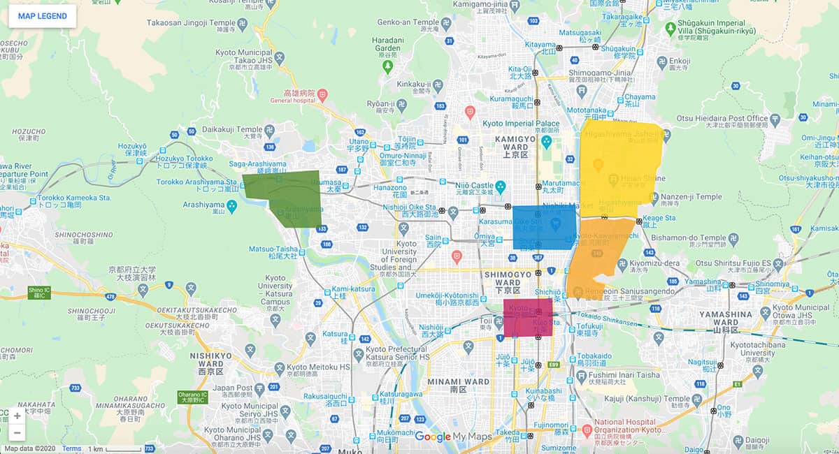 Kyoto area map