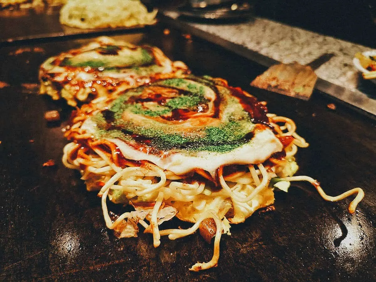 Osaka Food Guide: 25 Must-Eat Restaurants in Osaka, Japan Modan-yaki at Mizuno restaurant in Osaka