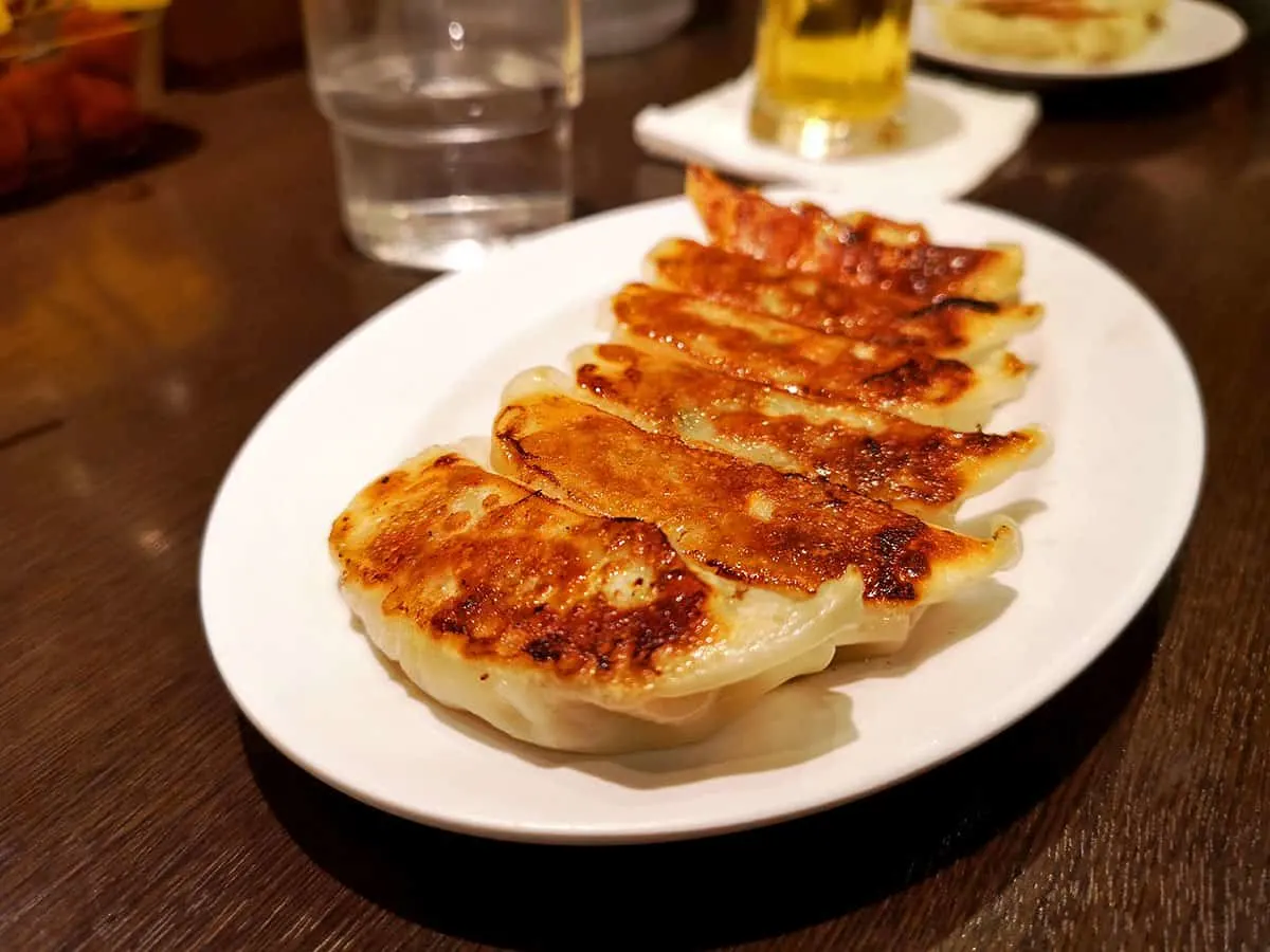 Gyoza at Rai Rai Tei restaurant in Osaka