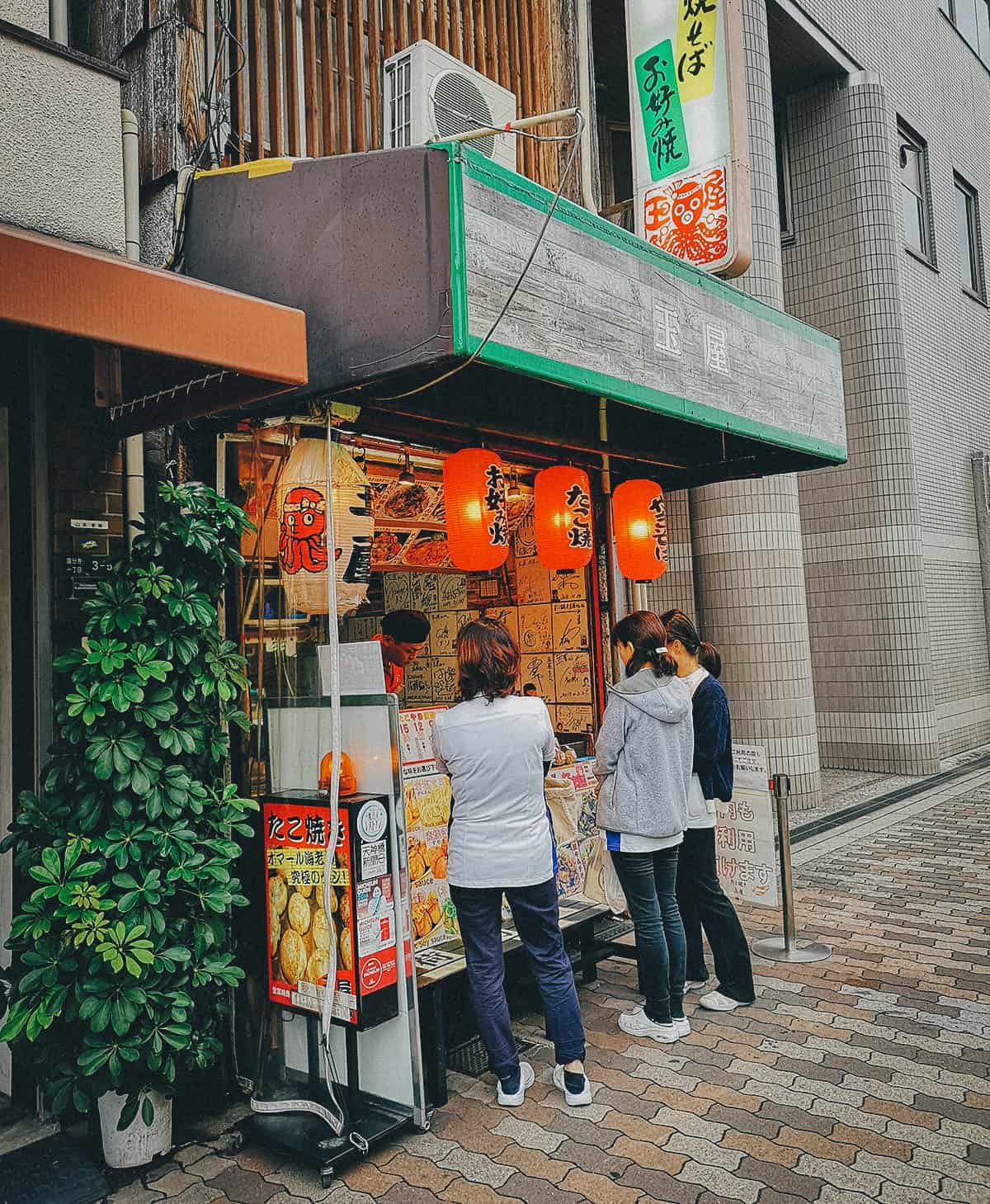 Takoyaki Tamaya exterior, Osaka, Japan
