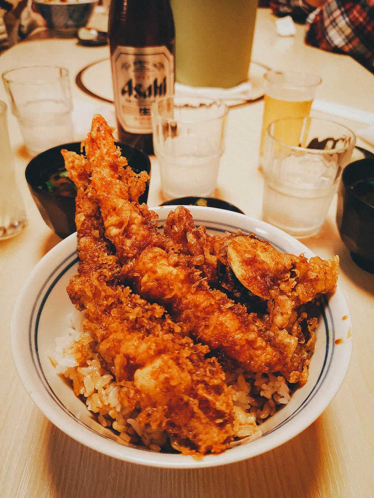 Tendon at Tentomi restaurant in Osaka