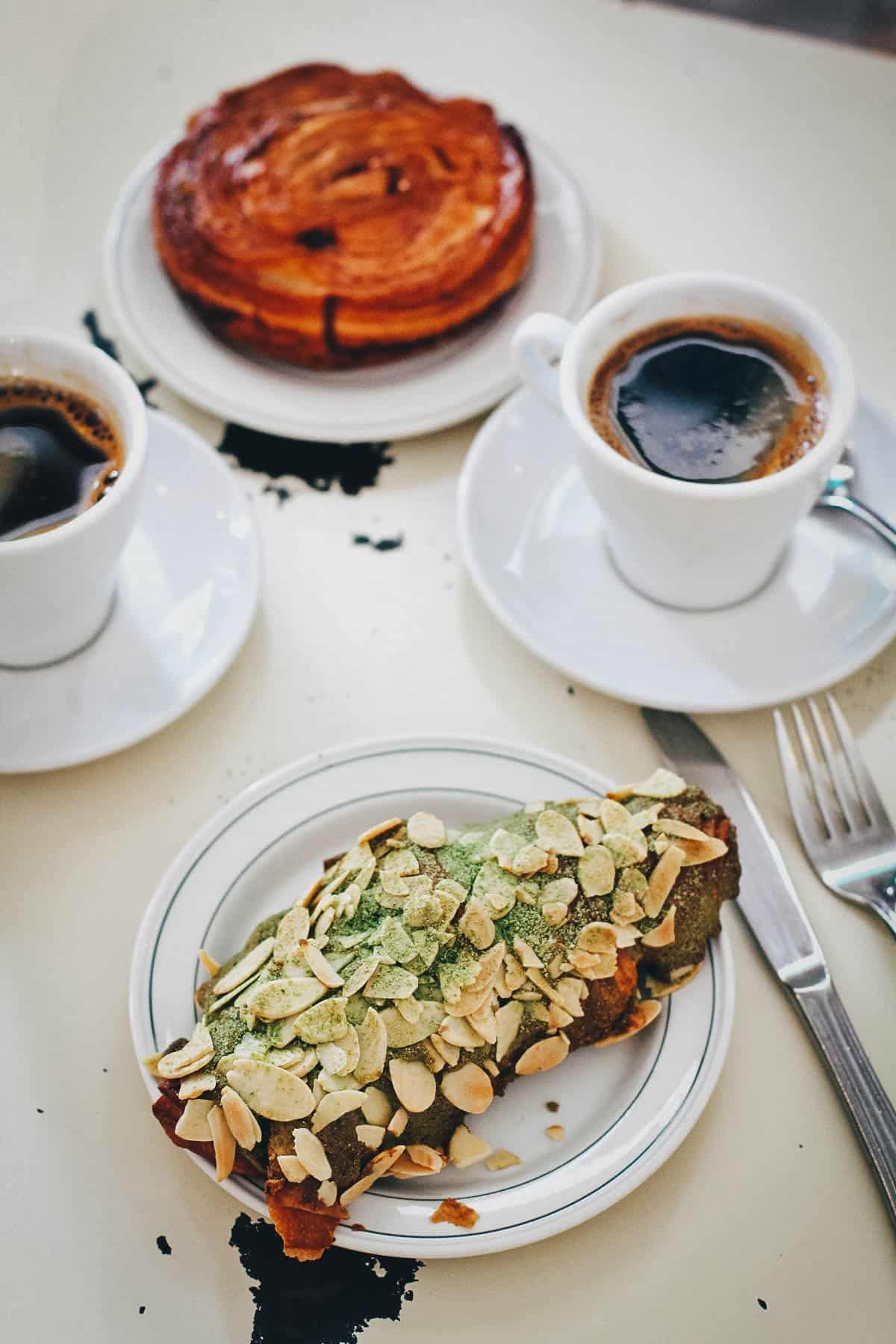 Almond croissant and kouign amann