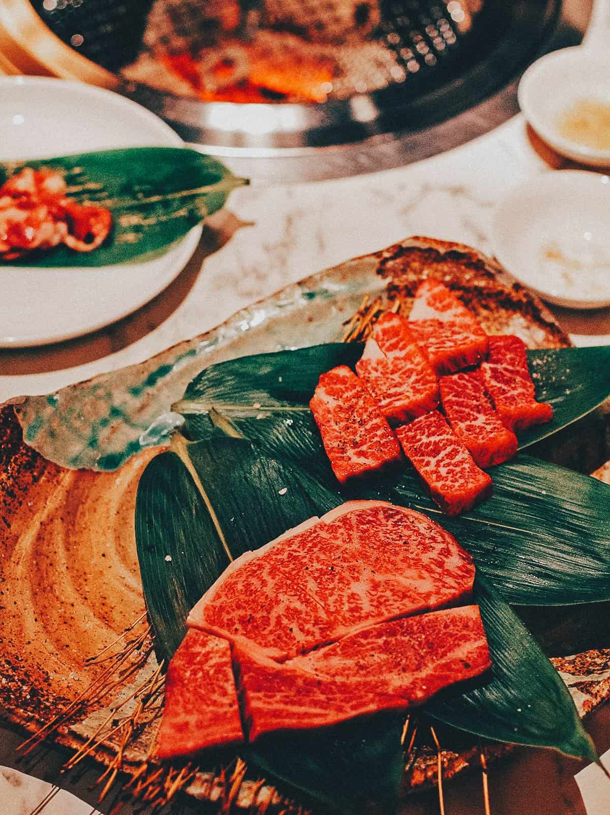 Kobe beef at Tsurugyu restaurant in Osaka