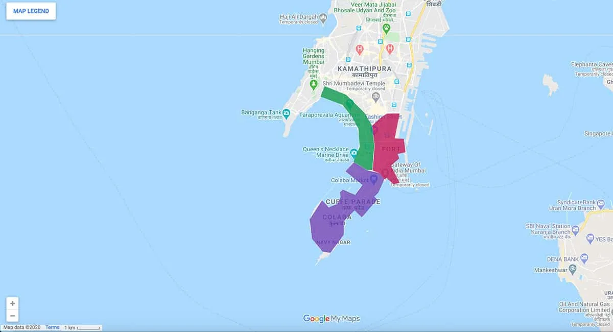 Mumbai Hotels Mumbai area map