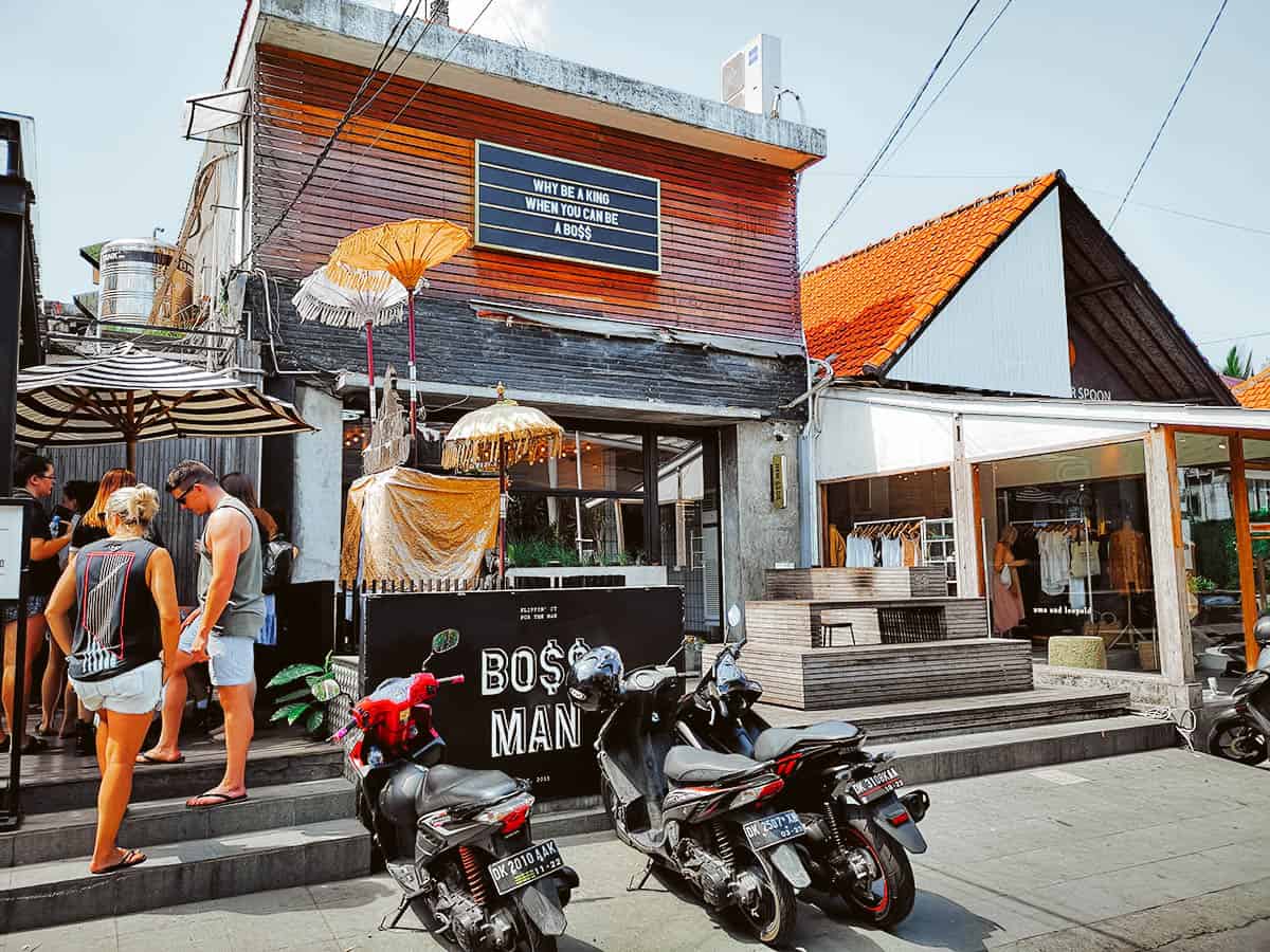 Exterior of Boss Man, a burger restaurant in Bali
