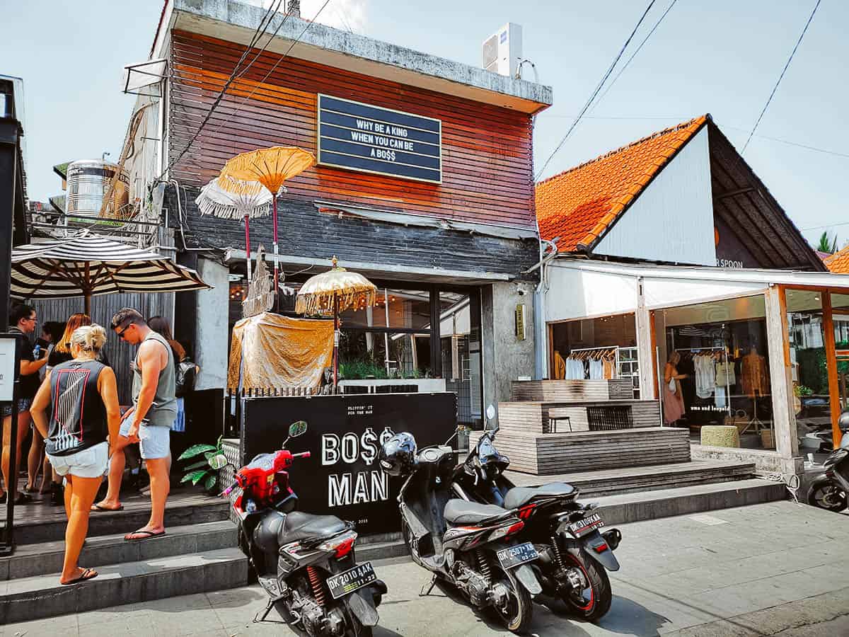 Bali Food Guide: 14 Must-Eat Restaurants in Bali, Indonesia Exterior of Boss Man, a burger restaurant in Bali
