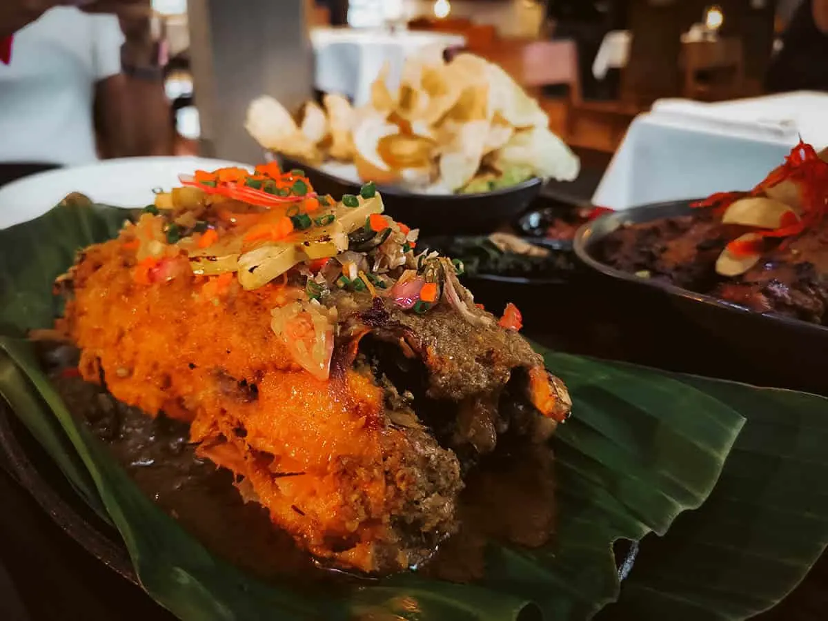 Bali Food Guide: Must-Eat Restaurants in Bali, Indonesia Bebek betutu at Chandi, an Indonesian fine dining restaurant in Bali