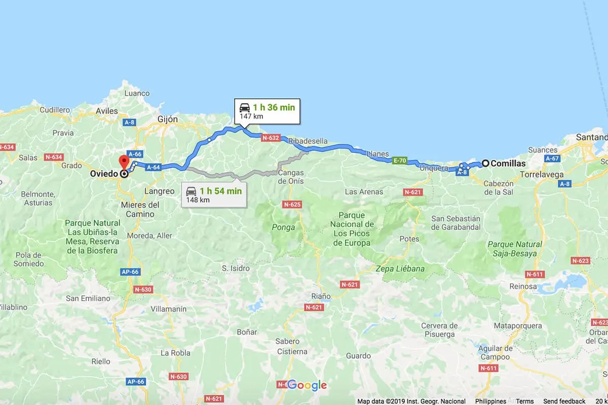 Driving from San Sebastian to Santiago de Compostela in Spain