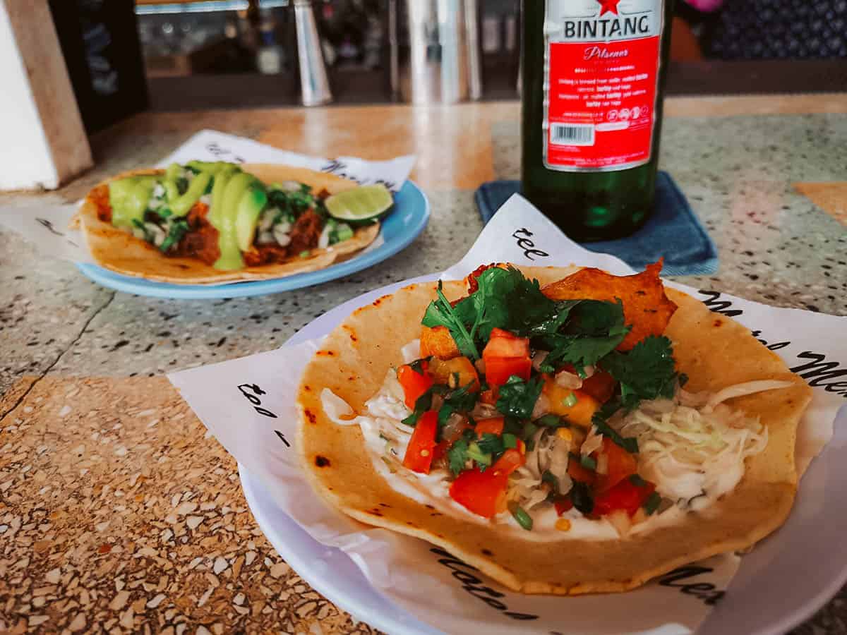 Tacos and beer from Motel Mexicola, one of the best restaurants in Bali