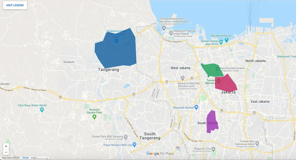 Jakarta area map