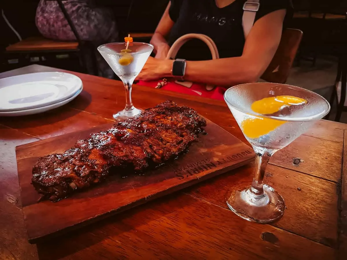 Balinese ribs and martinis at Naughty Nuri's in Bali, Indonesia