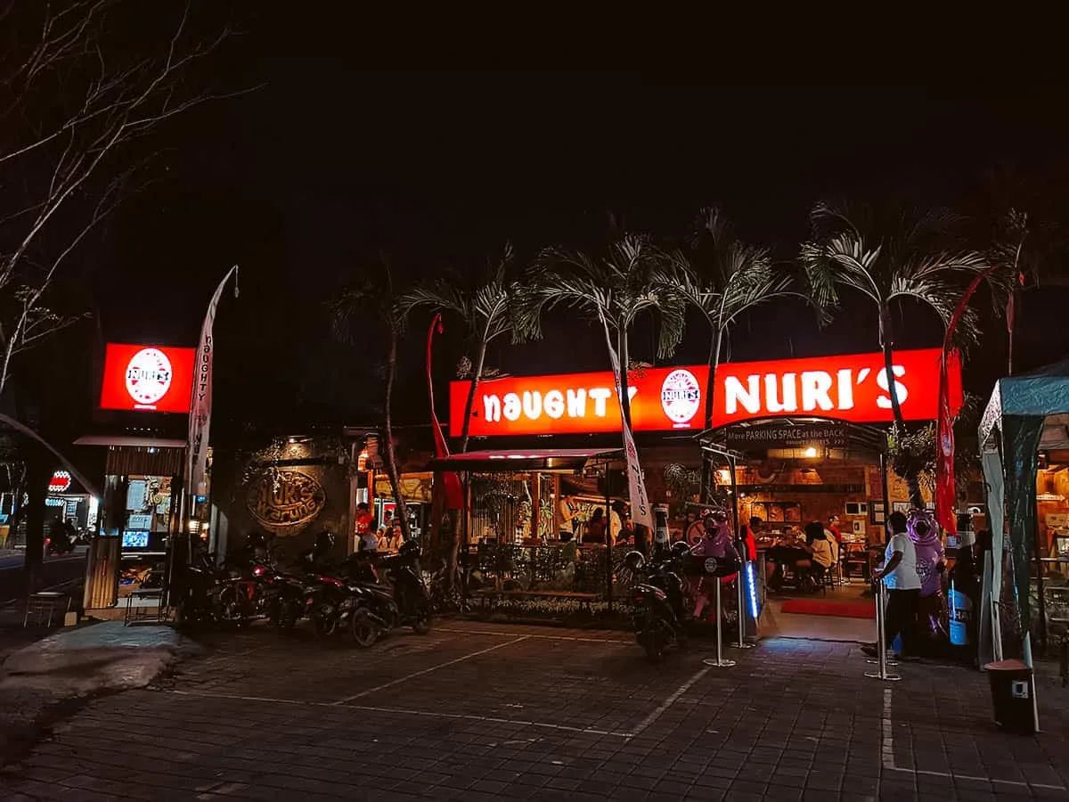 Bali Food Guide: Must-Eat Restaurants in Bali, Indonesia Exterior of Naughty Nuri's, one of the best Indonesian restaurants in Bali