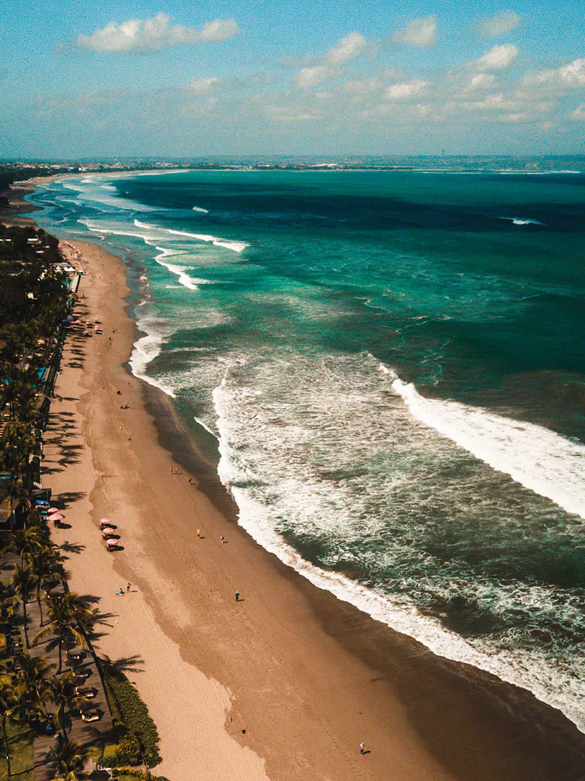 Aerial view of a beach in Bali, Indonesia