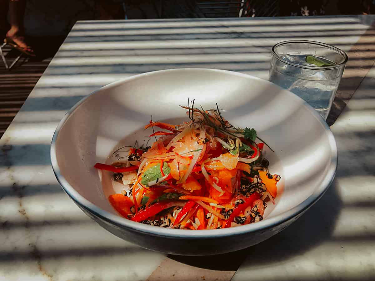 Bali Food Guide: 14 Must-Eat Restaurants in Bali, Indonesia Poached chicken salad from Sisterfields, an Australian-Asian restaurant in Bali