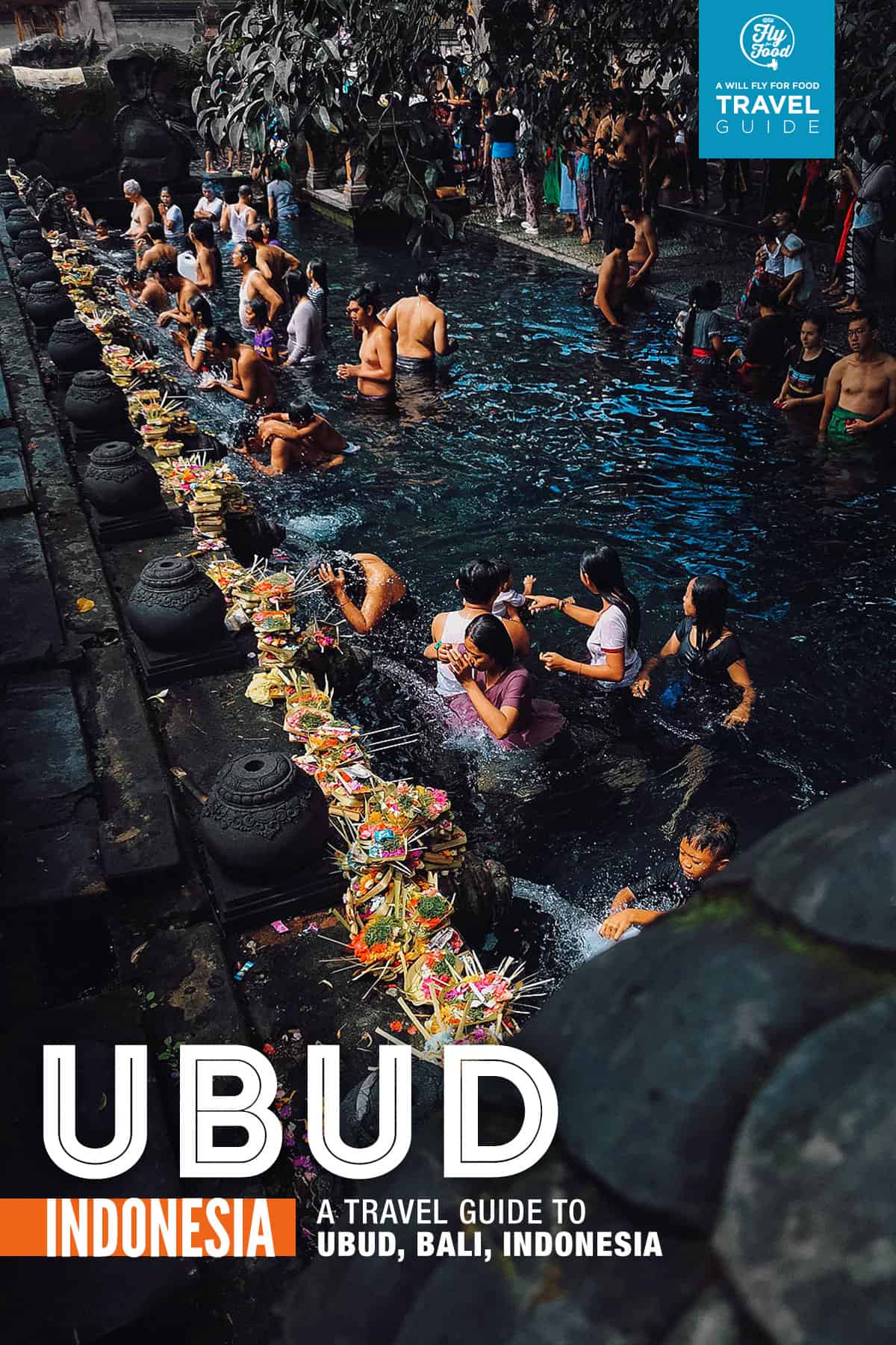 Bathing at Tirtu Empul Temple in Ubud, Bali, Indonesia