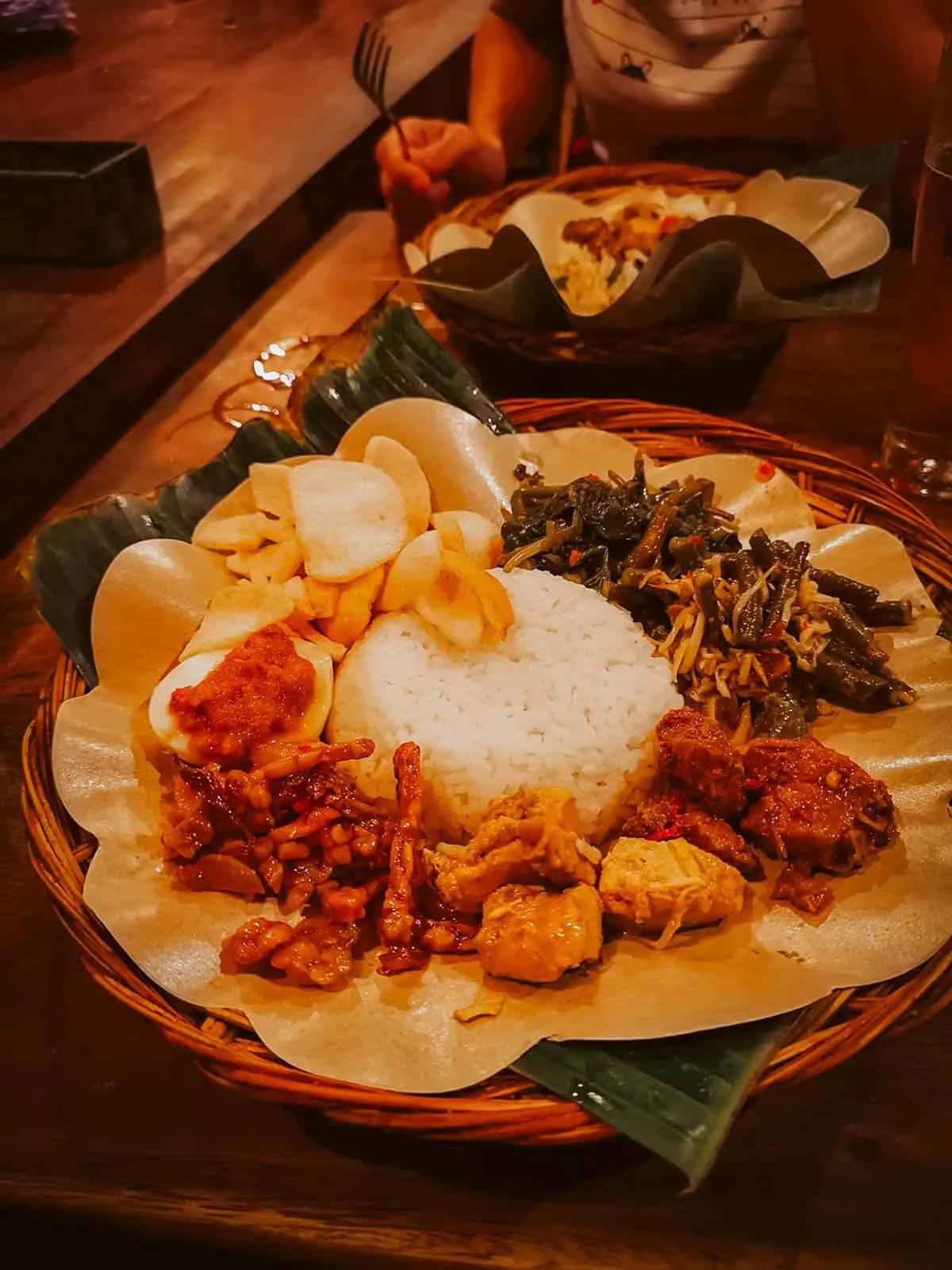 Nasi campur from a popular Indonesian restaurant in Bali