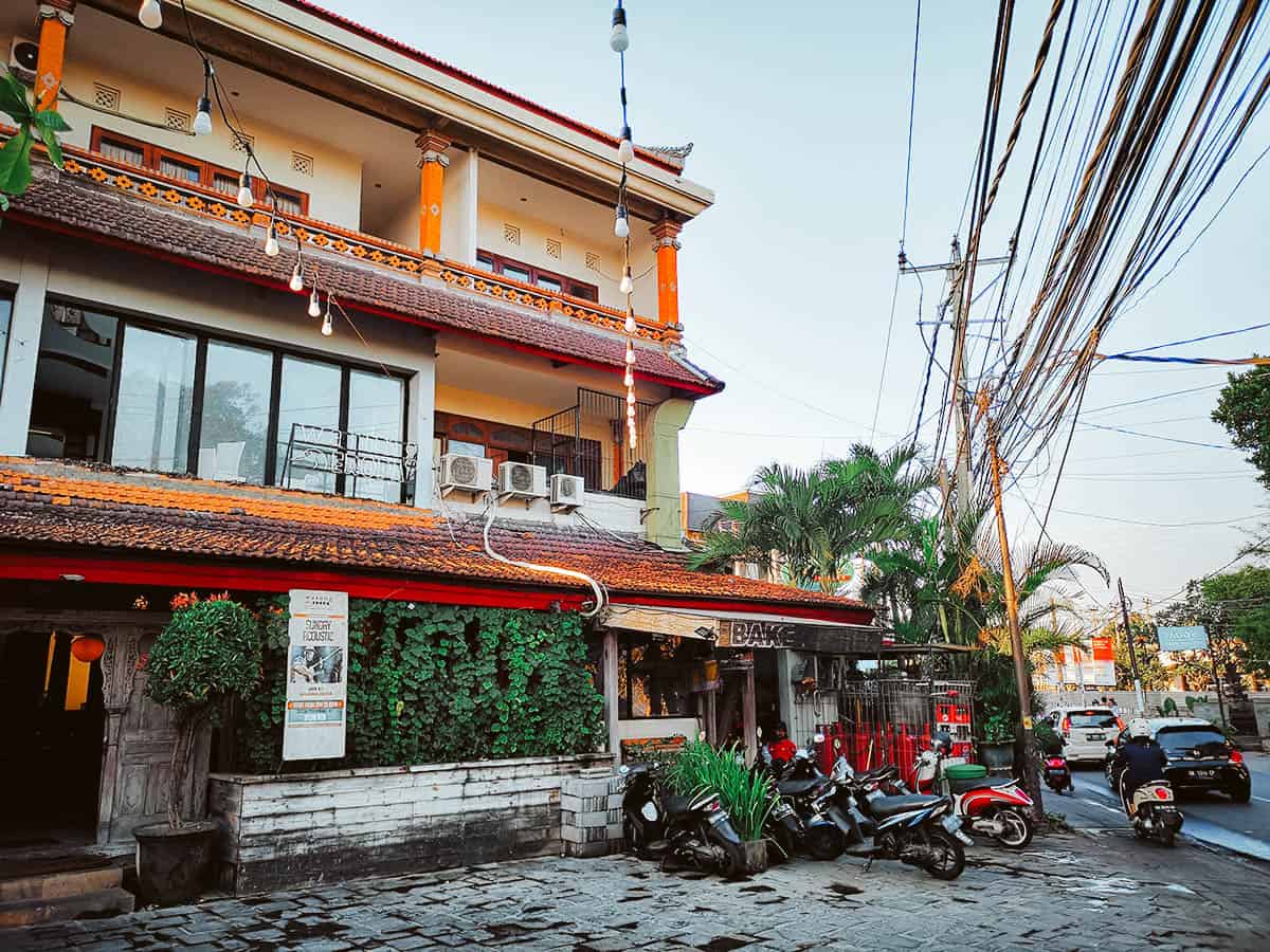 Exterior of Warung Eropa, a popular restaurant in Bali