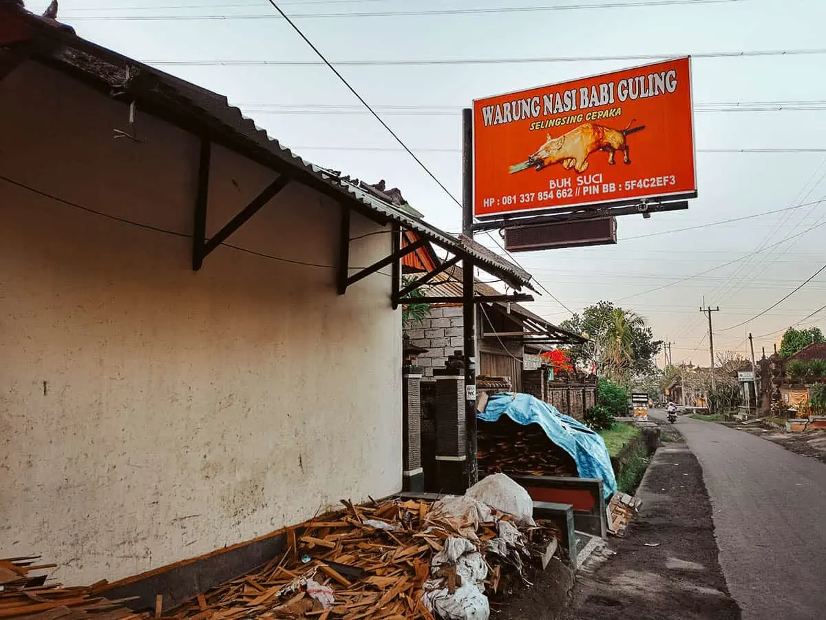 Signage at Selingsing Cepaka, an Indonesian restaurant in Bali