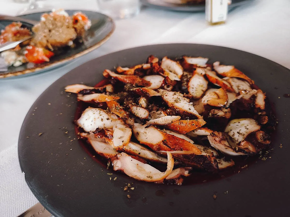 Sun-dried octopus at Ammoudi Fish Tavern, Santorini, Greece