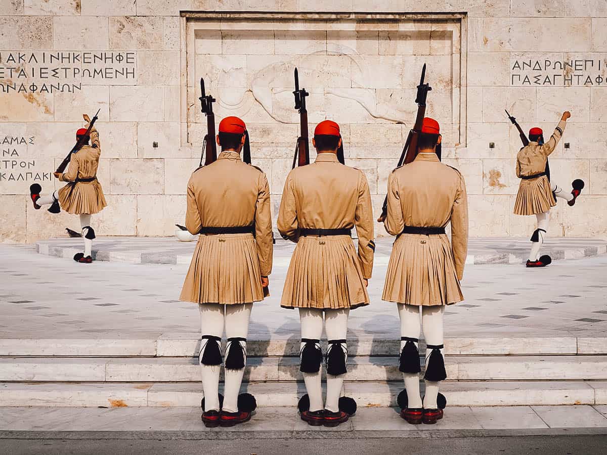 The changing of the guard at the Tomb of the Unknown Soldier