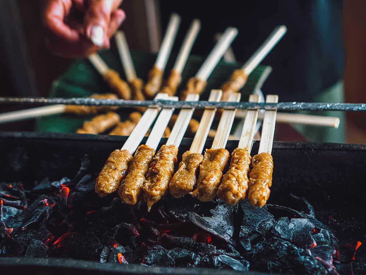 Cooking satay in Bali, Indonesia