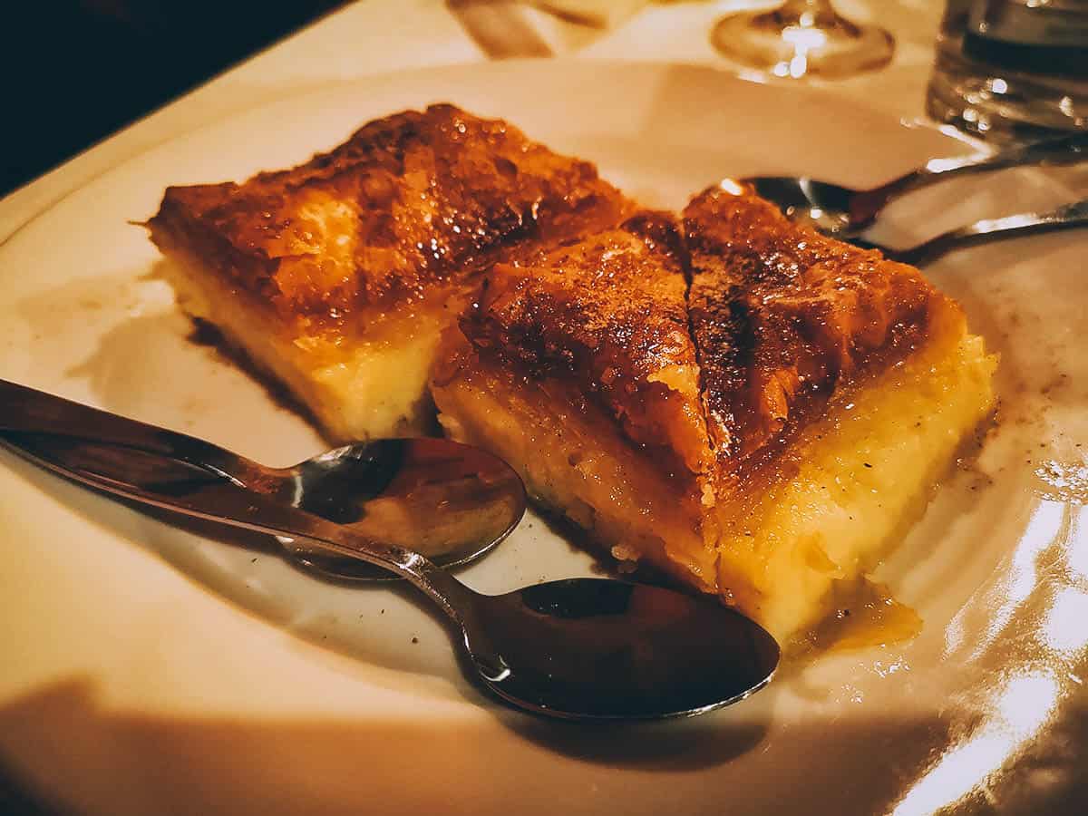 Galaktoboureko, a Greek dessert made with semolina custard baked in phyllo pastry