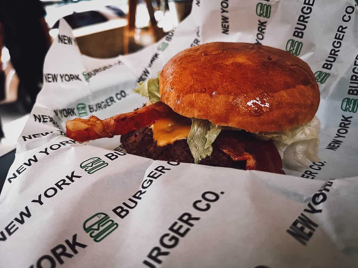 Cheeseburger at New York Burger Co restaurant in Phuket, Thailand