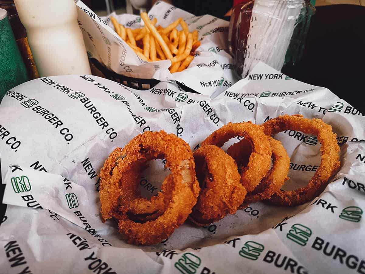 Onion rings at New York Burger Co restaurant in Phuket, Thailand