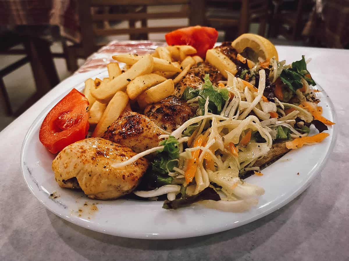 Souvlaki platter in Greece