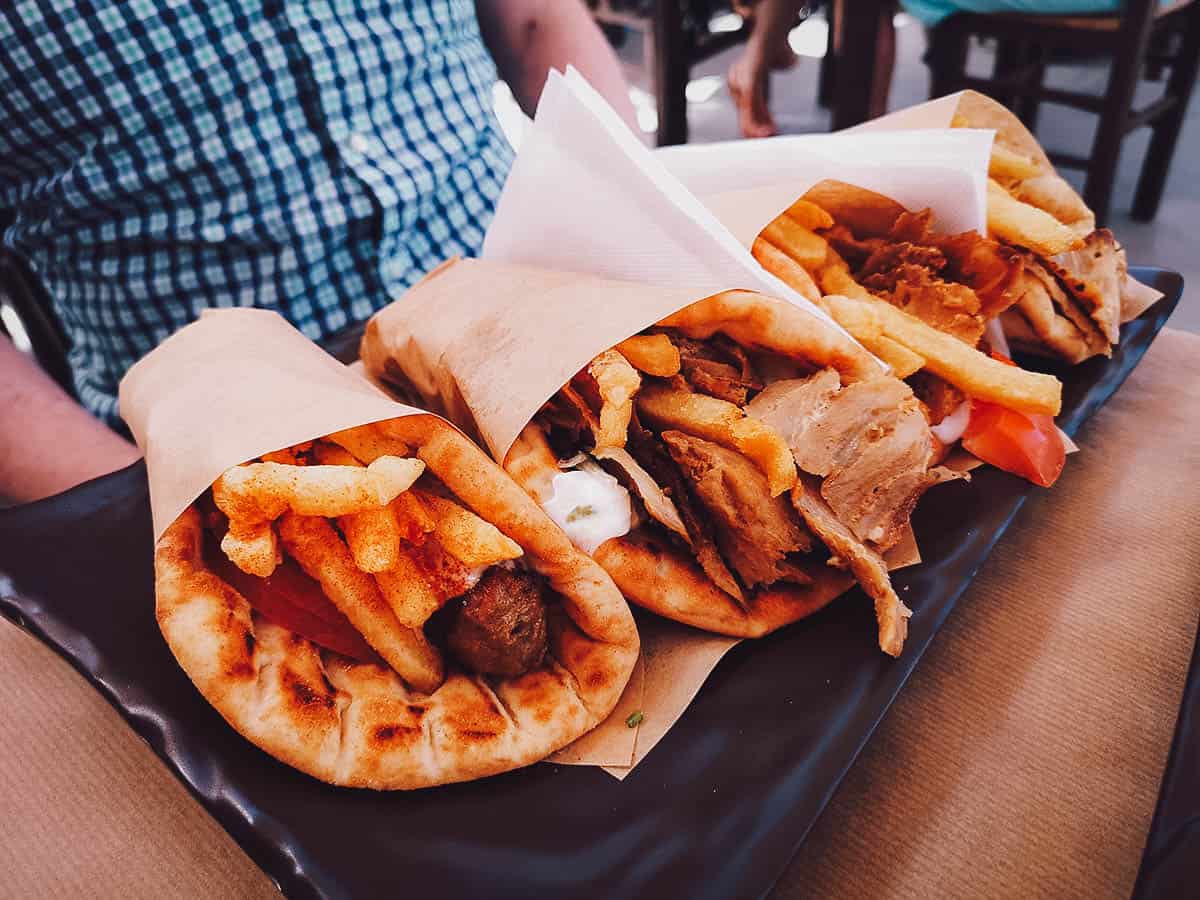 Three gyros wraps