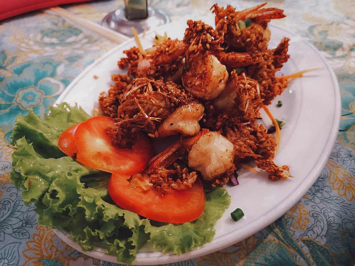 Prawn dish at Red Onion restaurant in Kata Beach, Phuket, Thailand