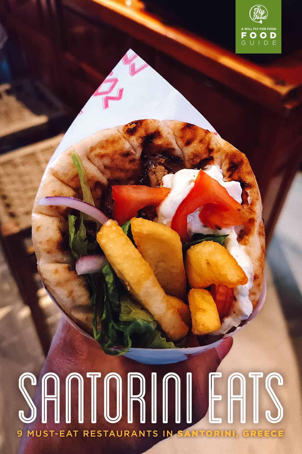 Gyro at Lucky's Souvlakis in Fira, Santorini, Greece