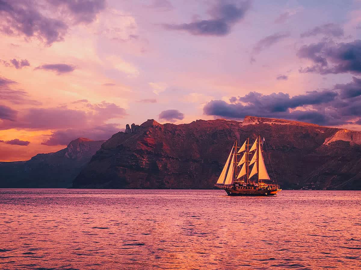 Sailing in Santorini, Greece