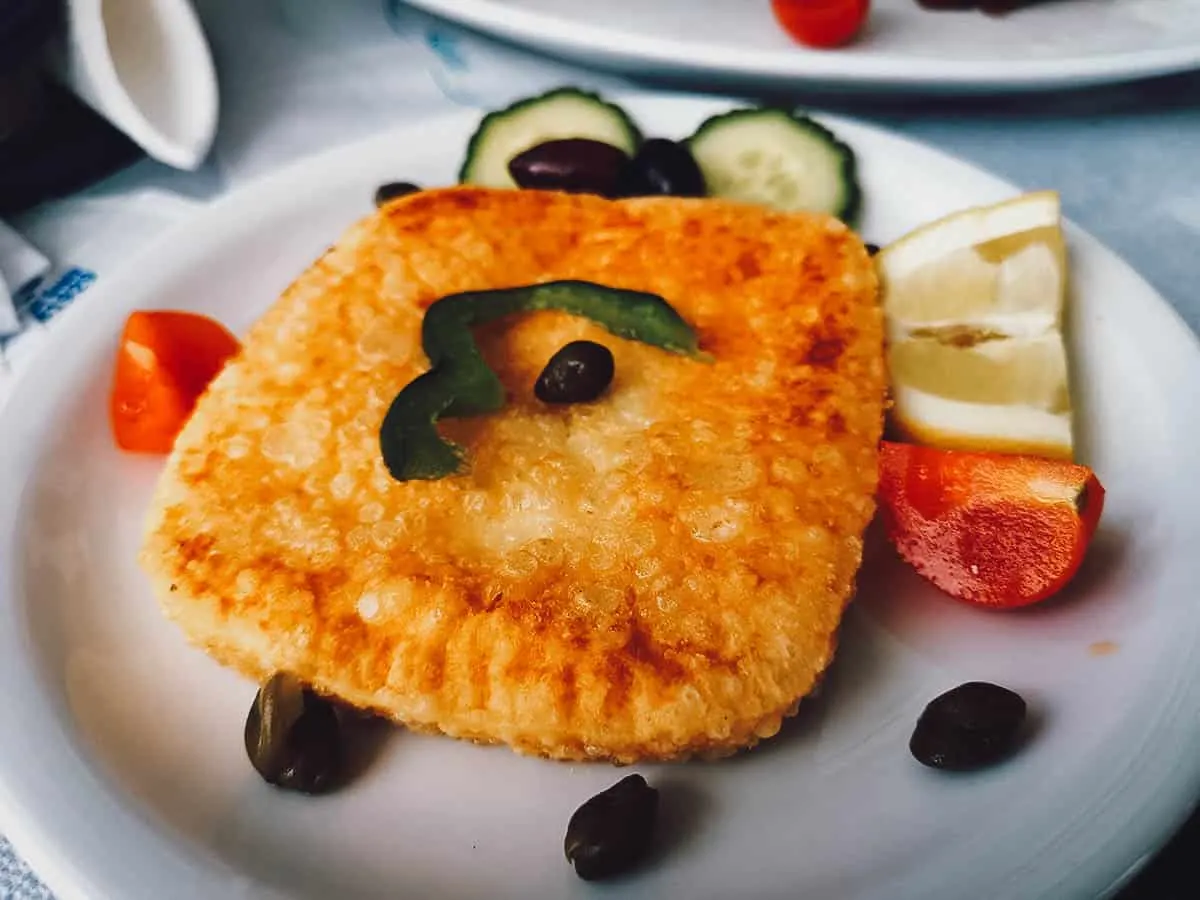 Saganaki, a popular Greek dish made with fried cheese