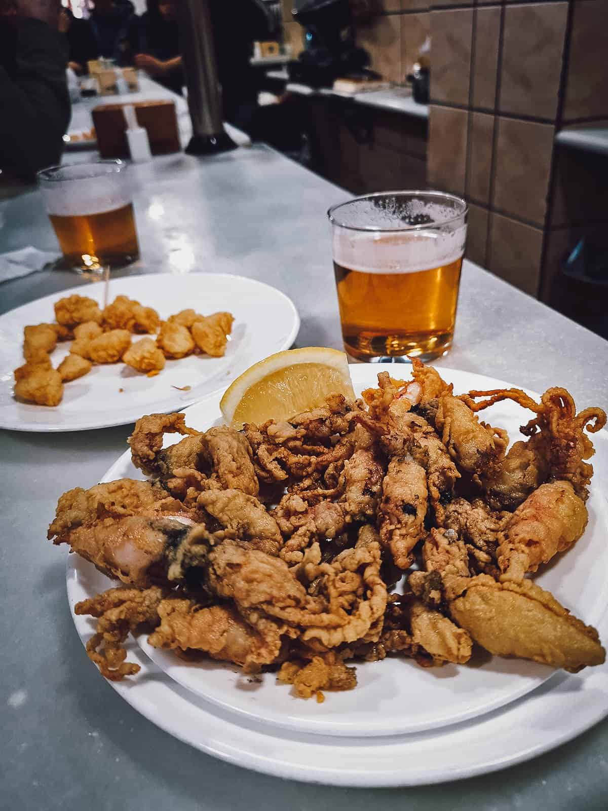 Chipirones fritos from a popular Spanish tapas bar in Granada