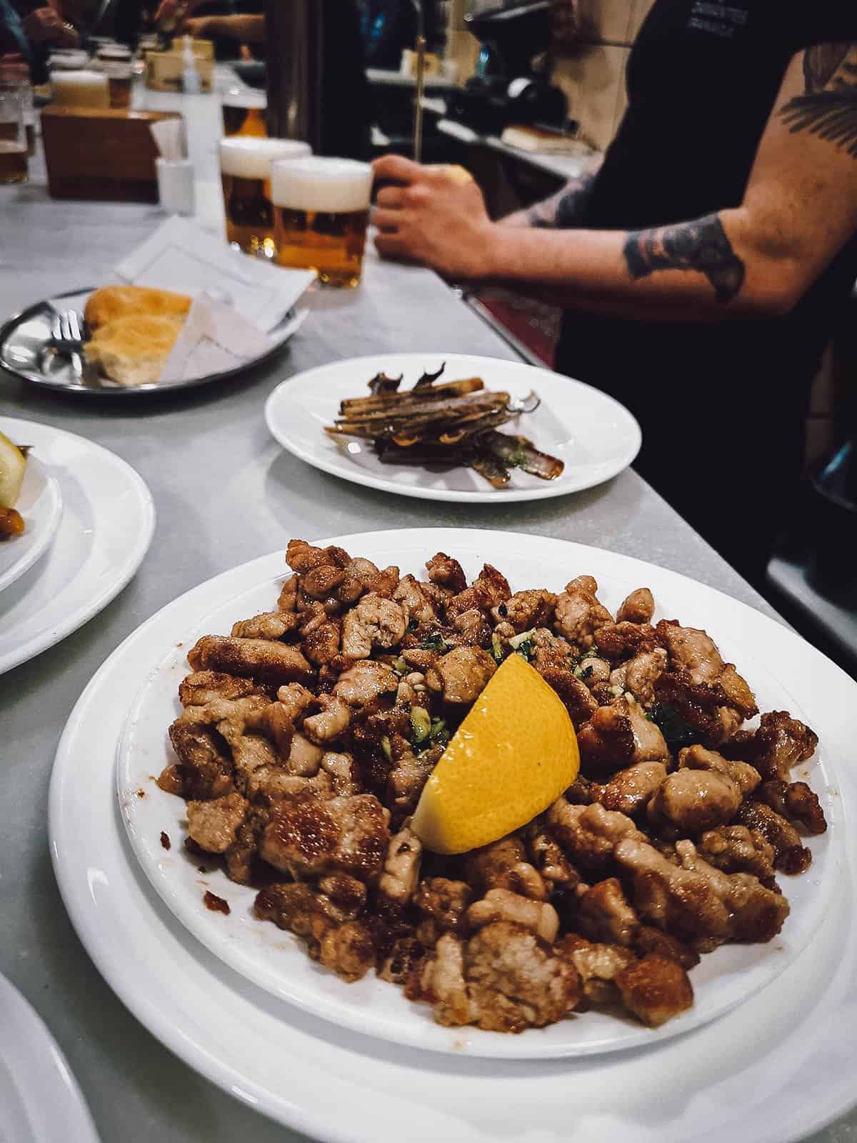 Tapas at Bar Los Diamantes in Granada, Spain