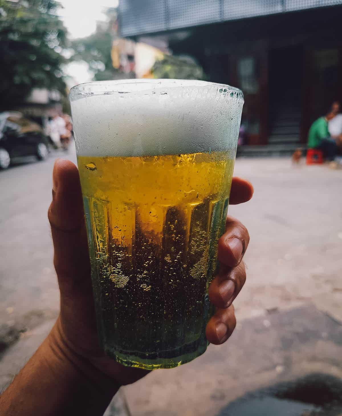 Bia hoi in Hanoi, a typeof locally brewed Vietnamese draft beer