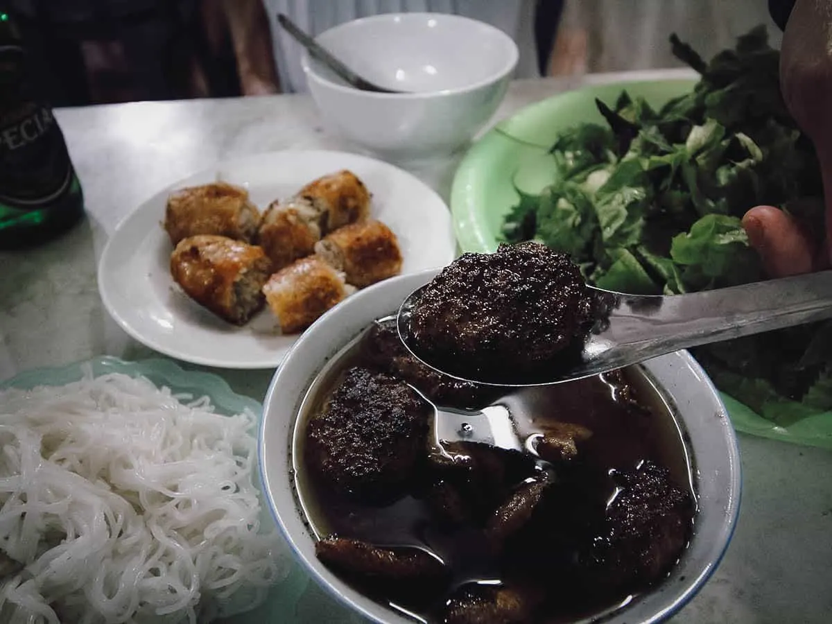 Bun cha at Bun Cha Dac Kim restaurant in Hanoi