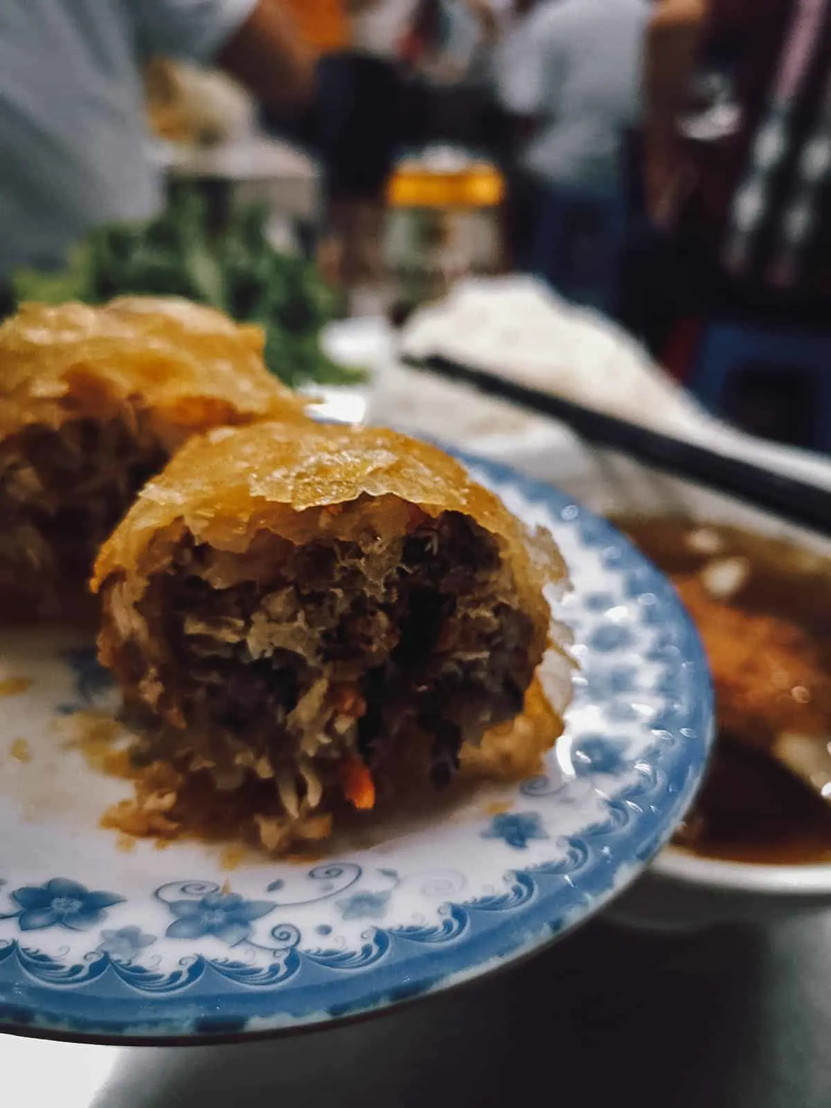 Nem cua be at Bún chả Hương Liên restaurant in Hanoi