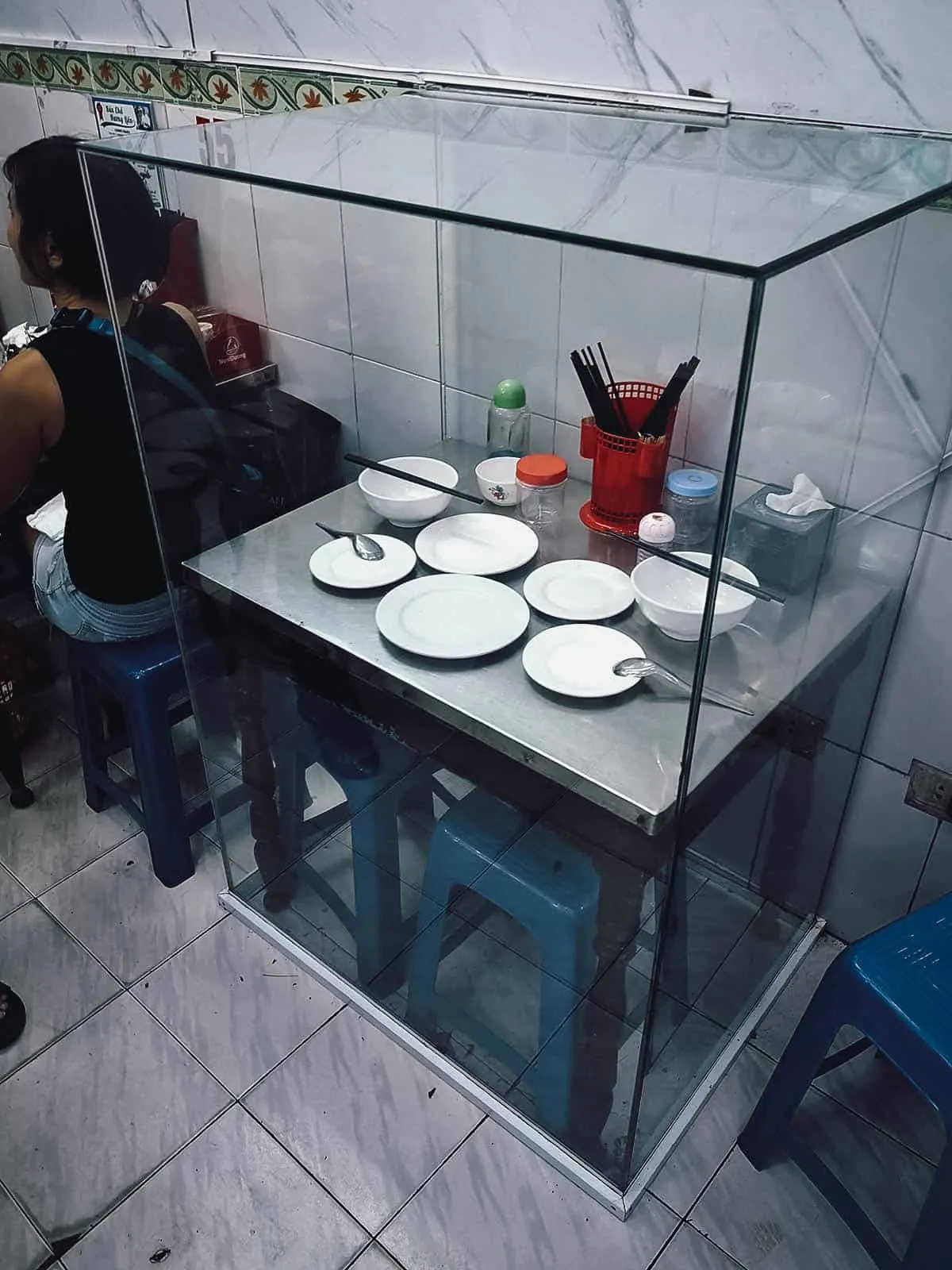 Obama and Bourdain's table at Bún chả Hương Liên restaurant in Hanoi
