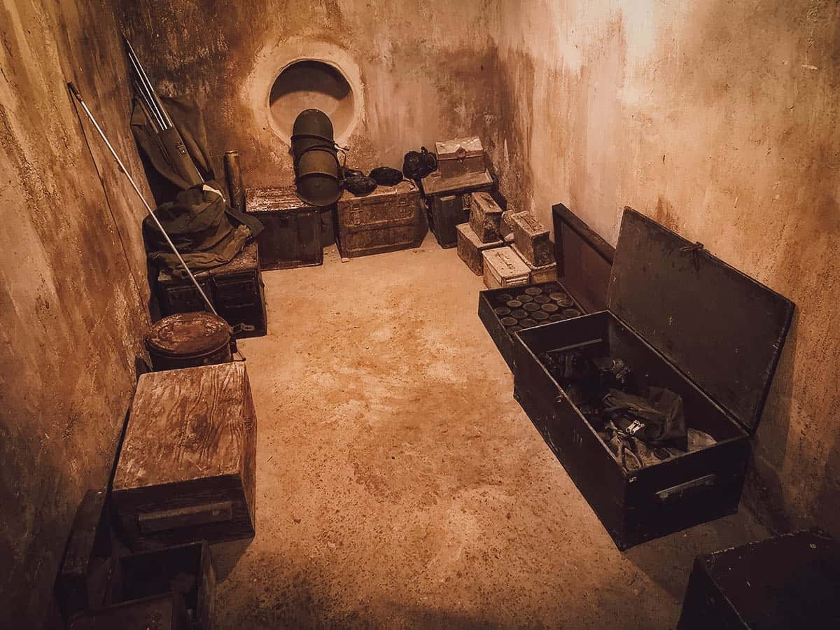 Hidden bunker at Ca Phe Do Phu restaurant in Saigon