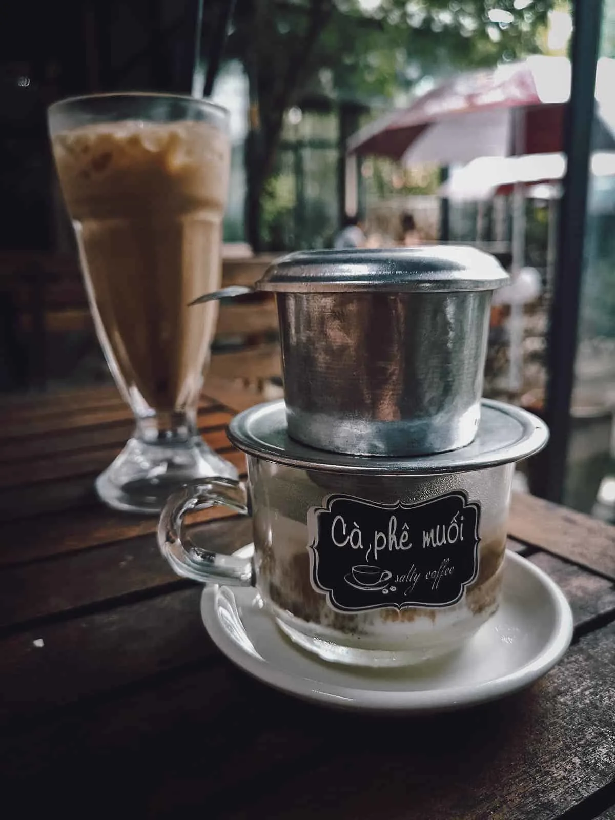 Salt coffee at Ca Phe Muoi in Hue, Vietnam