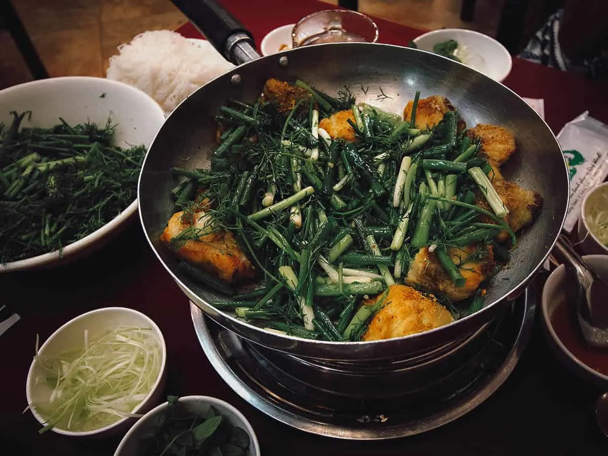 Where to Eat in Hanoi, Vietnam Cha ca at Chả Cá Thang Long restaurain Hanoi