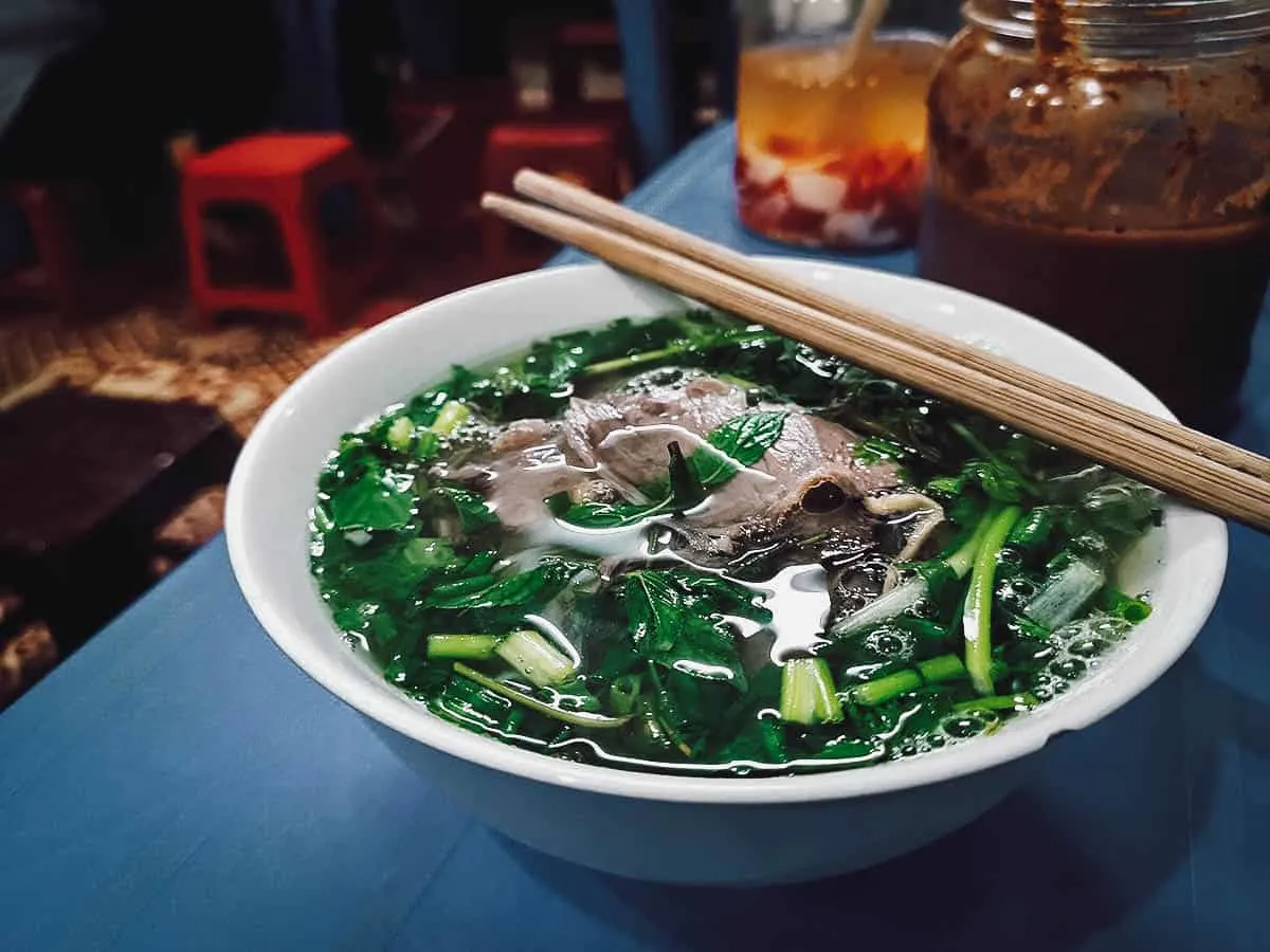 Pho at Pho Hang Trong restaurant in Hanoi