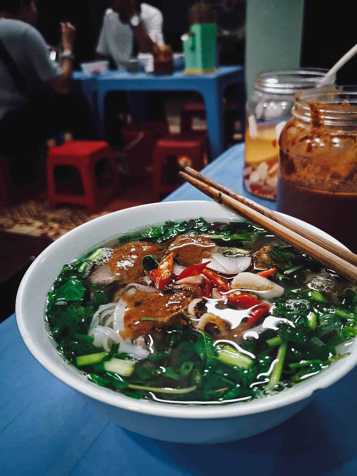 Pho at Pho Hang Trong restaurant in Hanoi